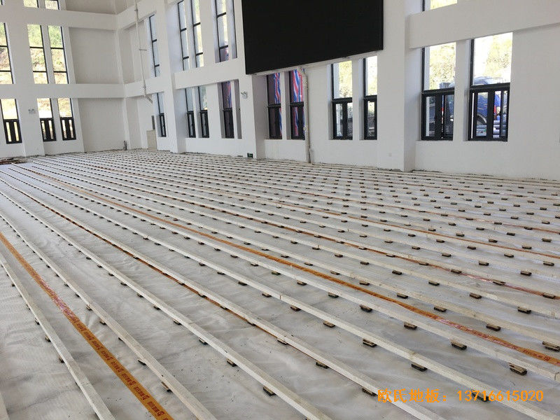 河南南陽南召縣天池電站運動館體育木地板鋪設案例1