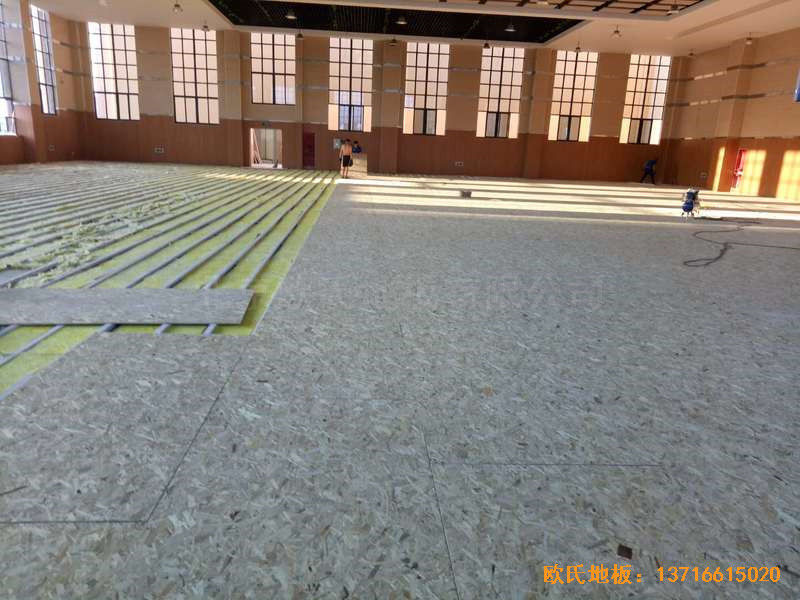 浙江臺州路北街道籃球館運動地板鋪設案例2